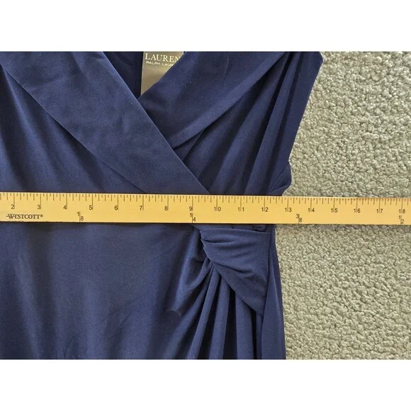 Lauren Ralph Lauren Jersey Off-the-Shoulder Side-Slit Column Gown Women's 6 Navy